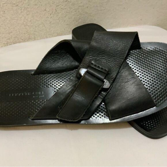 Kenneth Cole Black Leather Men’s Sandals cross cross Size 10 M